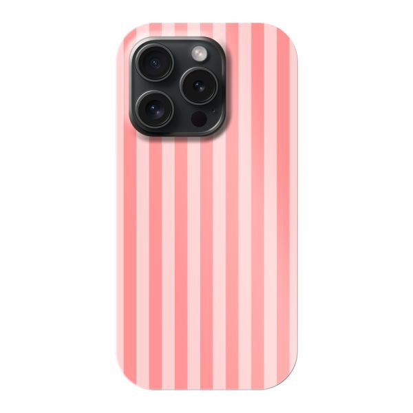 Funda iPhone 15 Pro extra resistente con rayas coral y rosas