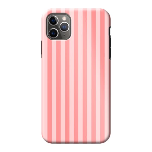 Besonders robuste iPhone 11 Pro Max Hülle mit korallen-rosa Streifen