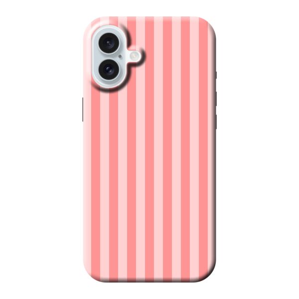 Extra sterk iPhone 16 Plus hoesje met Koraal-roze strepen