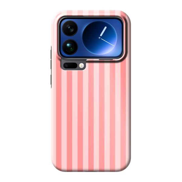 Funda Xiaomi 17 Pro Max extra resistente con rayas coral y rosas