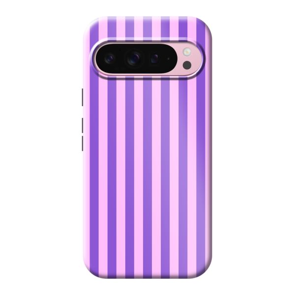 Coque Pixel 9 Pro XL ultra-résistante à rayures pastel violet-rose