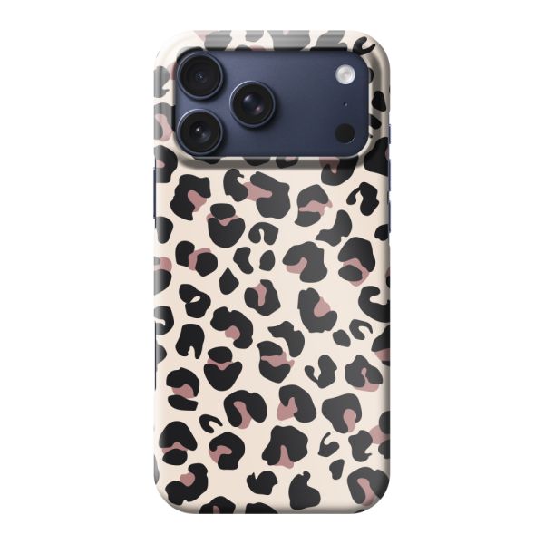 Vollständig bedrucktes iPhone 18 Pro Max hard case mit Panterprint – Leopardenprint Beige Rosa Glänzend