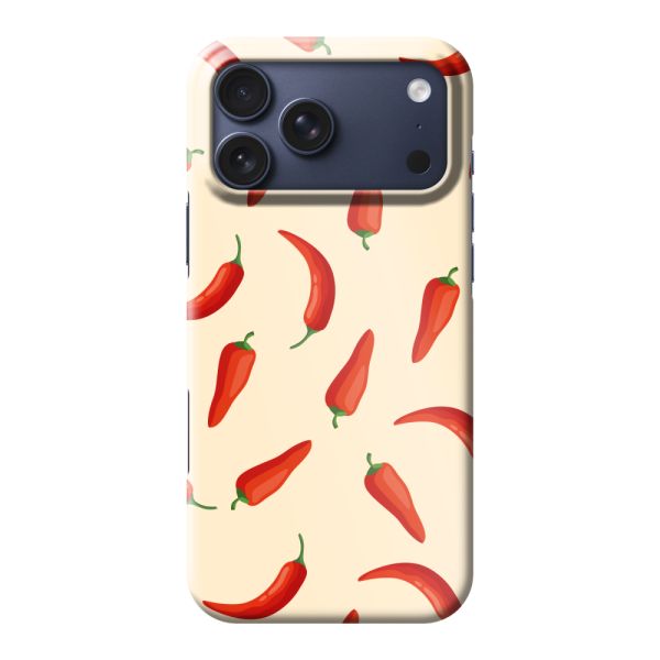 Vollständig bedrucktes iPhone 18 Pro Max hard case mit roten Chilis – Chili-Pepper-Muster