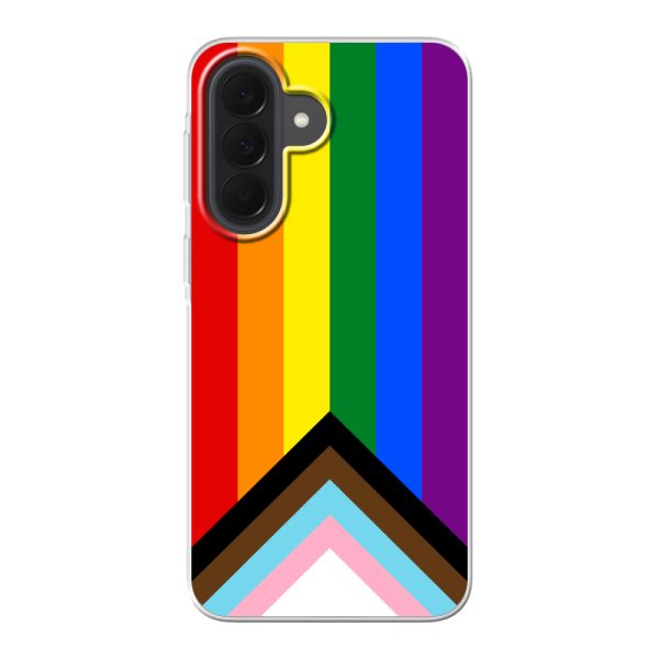 Coque Samsung Galaxy A37 flexible transparente avec Drapeau arc-en-ciel - Drapeau Progress Pride