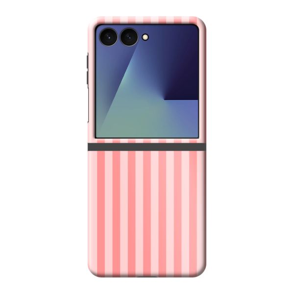 Extra sterk Samsung Galaxy Z Flip8 hoesje met Koraal-roze strepen