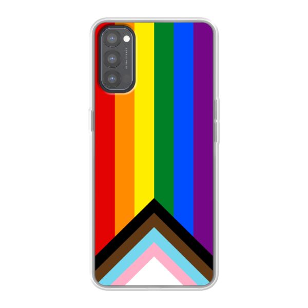 Coque Oppo Reno4 flexible transparente avec Drapeau arc-en-ciel - Drapeau Progress Pride