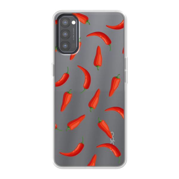 Coque Oppo Reno4 flexible transparente avec Piments Rouges - Motif Transparent Chili Pepper