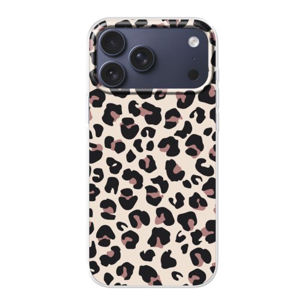 Transparant flexibel iPhone 18 Pro Max hoesje met Panter Print - Beige Luipaardprint