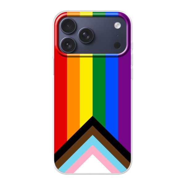 Transparant flexibel iPhone 18 Pro Max hoesje met Regenboog Vlag - Progress Pride Vlag