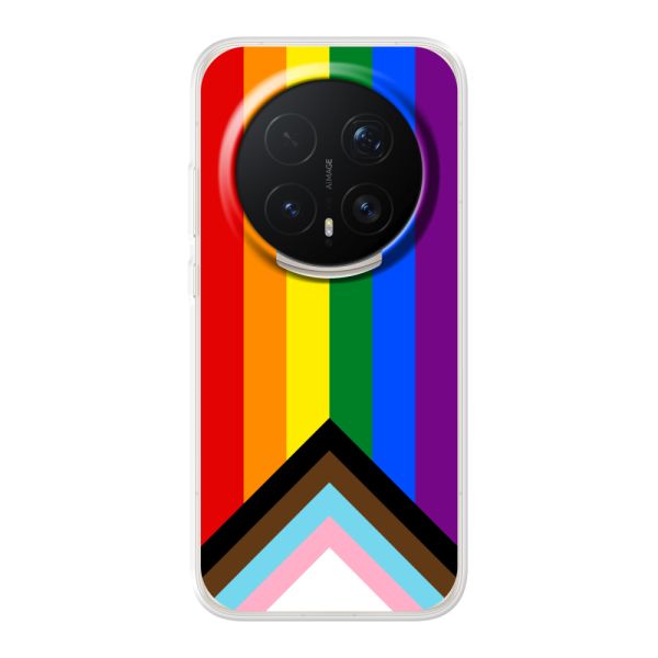 Transparant flexibel Honor Magic8 Pro hoesje met Regenboog Vlag - Progress Pride Vlag
