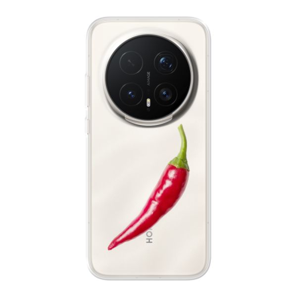 Transparant flexibel Honor Magic8 Pro hoesje met Rode Peper - Pittig Design