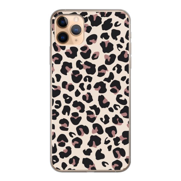Transparant flexibel iPhone 11 Pro Max hoesje met Panter Print - Beige Luipaardprint