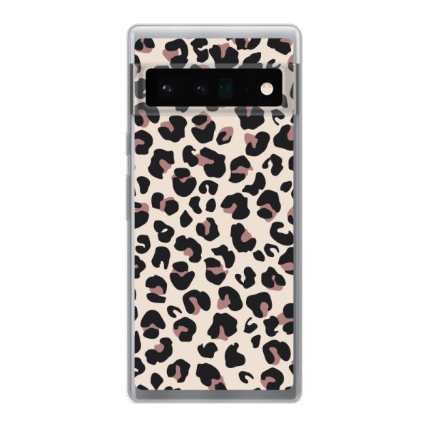 Transparant flexibel Google Pixel 6 Pro hoesje met Panter Print - Beige Luipaardprint