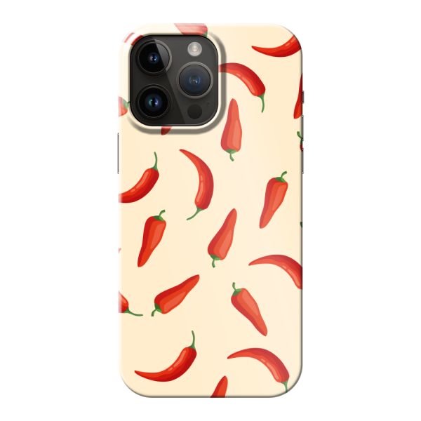 Vollständig bedrucktes iPhone 14 Pro Max hard case mit roten Chilis – Chili-Pepper-Muster
