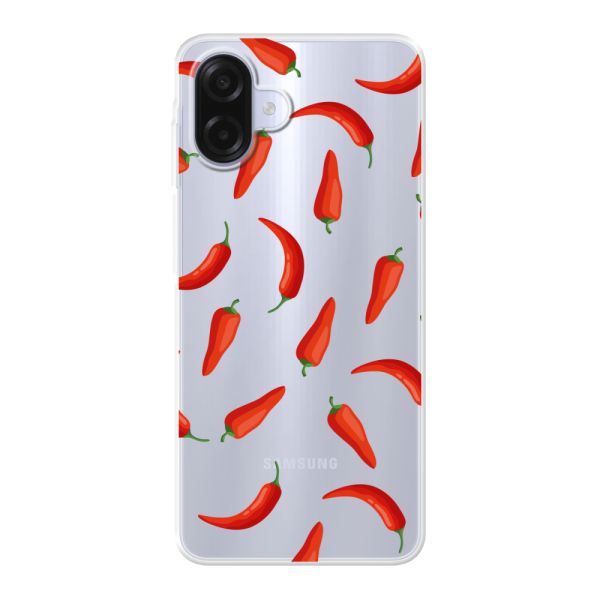Transparente flexible Samsung Galaxy A07 Hülle mit Roten Chilis - Transparentes Chili Pepper Muster
