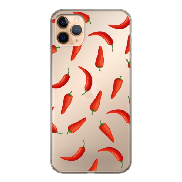 Transparente flexible iPhone 11 Pro Max Hülle mit Roten Chilis - Transparentes Chili Pepper Muster