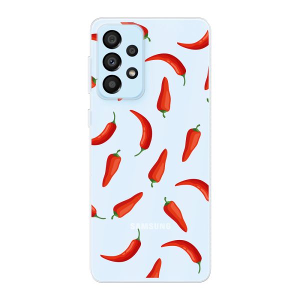 Transparente flexible Samsung Galaxy A33 5G Hülle mit Roten Chilis - Transparentes Chili Pepper Muster