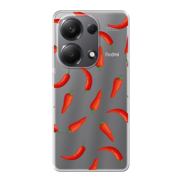 Transparente flexible Xiaomi Redmi Note 13 Pro 4G Hülle mit Roten Chilis - Transparentes Chili Pepper Muster