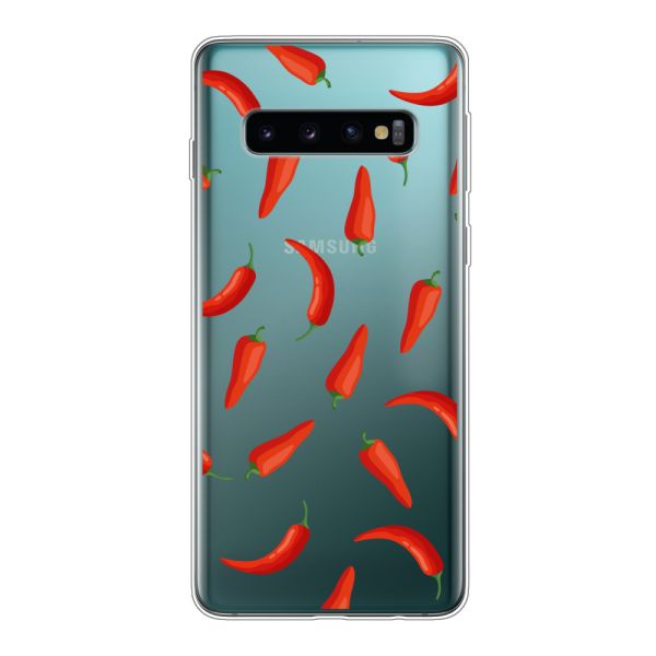 Transparente flexible Samsung Galaxy S10 Hülle mit Roten Chilis - Transparentes Chili Pepper Muster