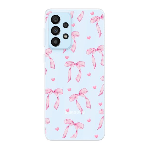 Transparant flexibel Samsung Galaxy A33 5G hoesje met Roze Strikjes en Hartjes