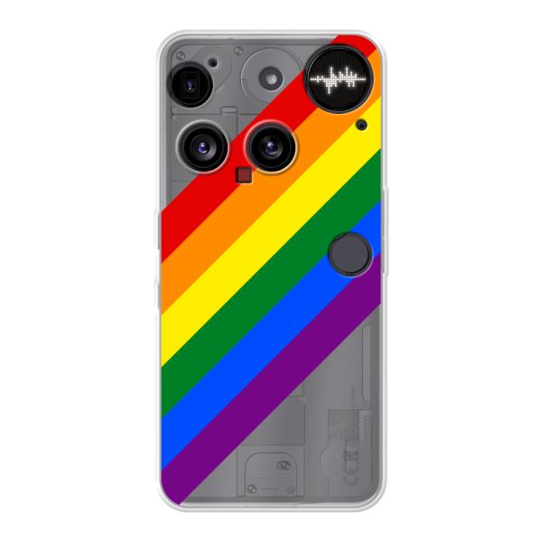 Transparant flexibel Nothing Phone (3) hoesje met diagonale regenboog - pridestrepen