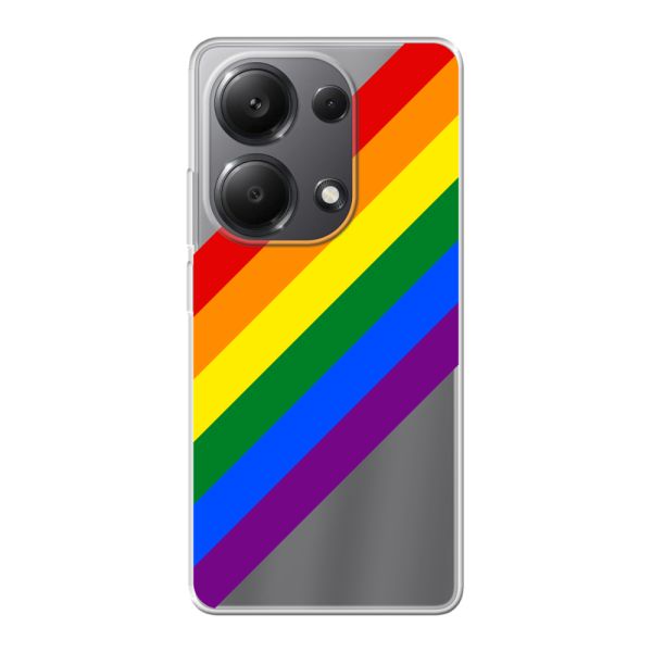 Transparant flexibel Xiaomi Poco M6 Pro hoesje met Diagonale Regenboog - Pride Strepen