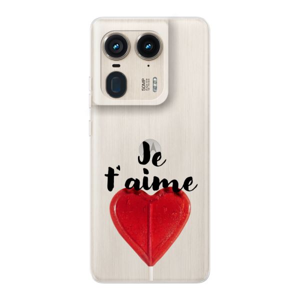 Transparant flexibel Motorola Moto Edge 50 Ultra hoesje met Hartvormige Lolly - Je t'aime
