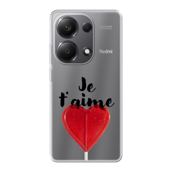Transparant flexibel Xiaomi Poco M6 Pro hoesje met Hartvormige Lolly - Je t'aime