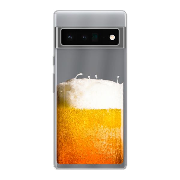 Transparant flexibel Google Pixel 6 Pro hoesje met Vers Getapt Biertje - Bierprint