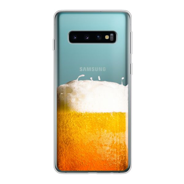 Transparant flexibel Samsung Galaxy S10 hoesje met Vers Getapt Biertje - Bierprint