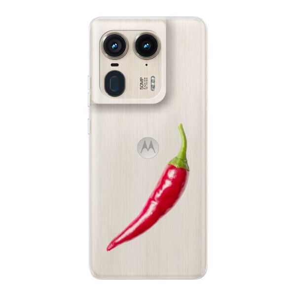 Transparente flexible Motorola Moto X50 Ultra Hülle mit roter Chili - Scharfes Design