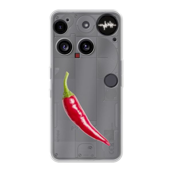 Transparant flexibel Nothing Phone (3) hoesje met Rode Peper - Pittig Design