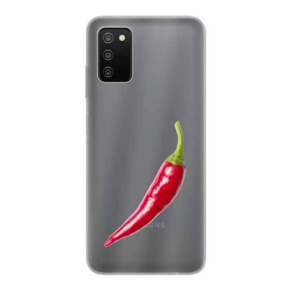 Transparente flexible Samsung Galaxy A03s Hülle mit roter Chili - Scharfes Design