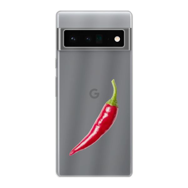 Transparente flexible Google Pixel 6 Pro Hülle mit roter Chili - Scharfes Design