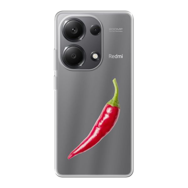 Transparente flexible Xiaomi Poco M6 Pro Hülle mit roter Chili - Scharfes Design