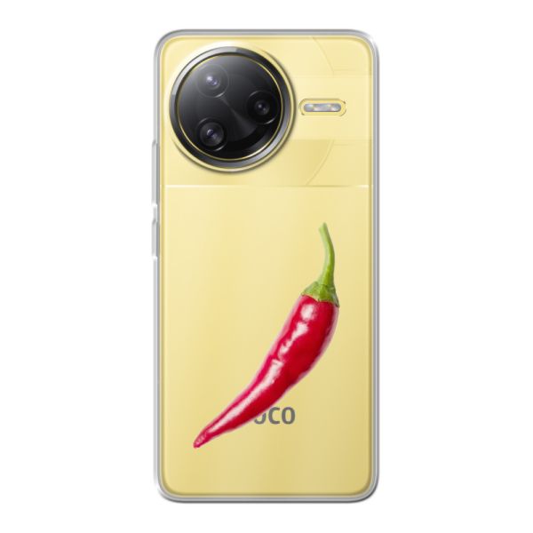 Coque Xiaomi Poco F7 Ultra flexible transparente avec piment rouge - Design épicé