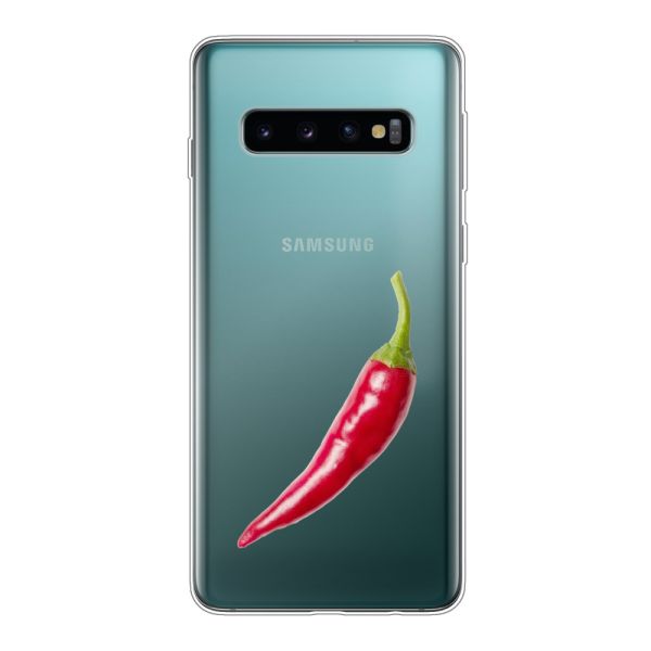 Transparente flexible Samsung Galaxy S10 Hülle mit roter Chili - Scharfes Design
