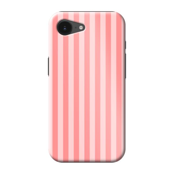 Besonders robuste iPhone 16e Hülle mit korallen-rosa Streifen