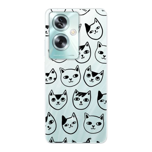 Transparente flexible Oppo A79 Hülle mit Katzenköpfen - Transparenter Katzenprint