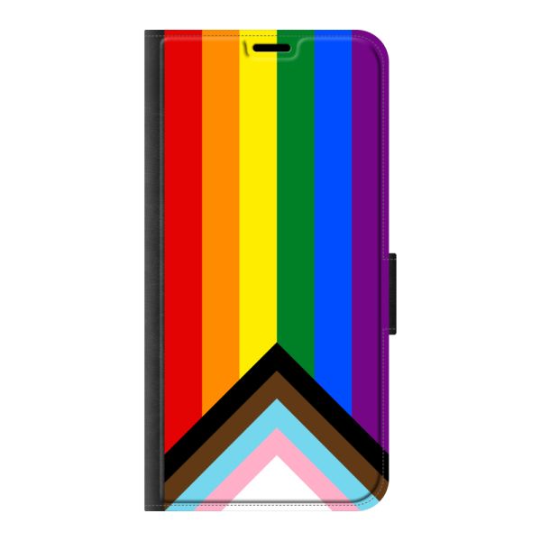 Vorne bedrucktes iPhone Air Portemonnaie-Case mit Regenbogen-Flagge - Progress-Pride-Flagge