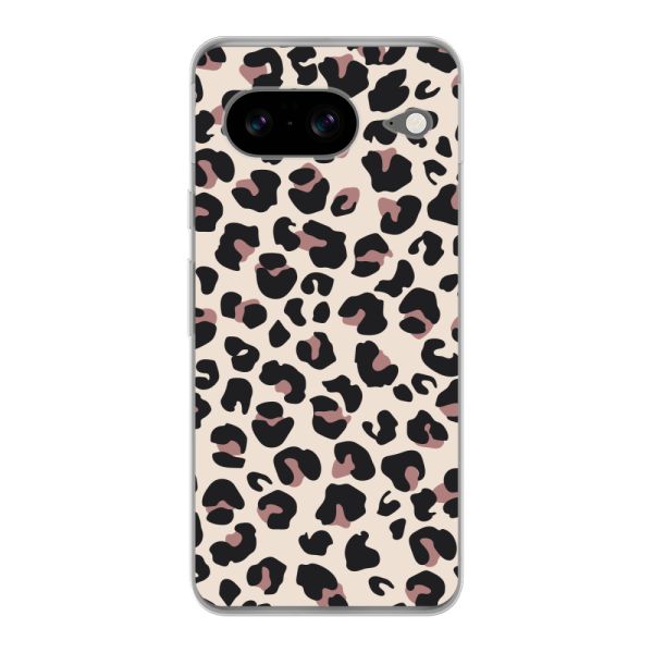 Transparente flexible Google Pixel 8 Hülle mit Pantherprint – Beiger Leopardenprint