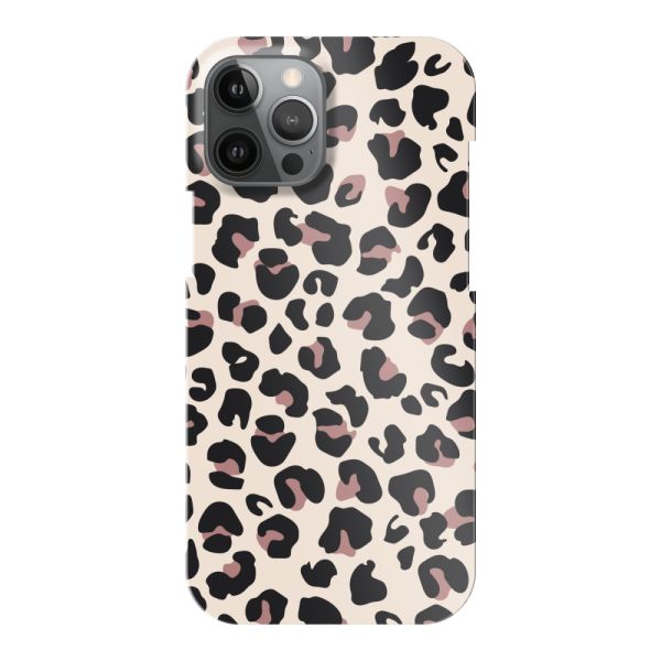 Coque hard case iPhone 12 Pro Max entièrement imprimée avec imprimé panthère – Imprimé léopard beige rose brillant