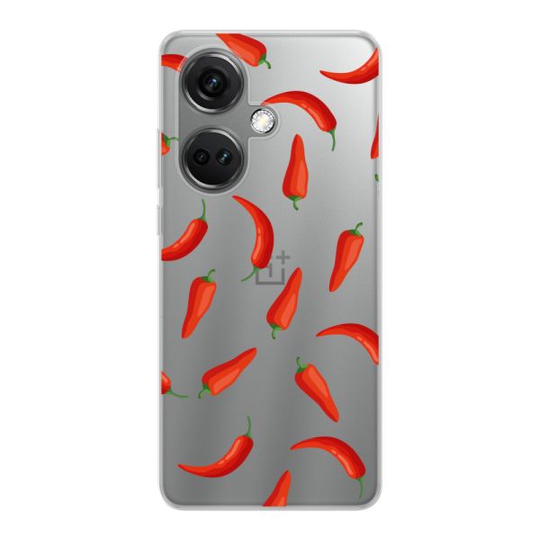 Transparente flexible OnePlus Nord CE 3 (5G) Hülle mit Roten Chilis - Transparentes Chili Pepper Muster