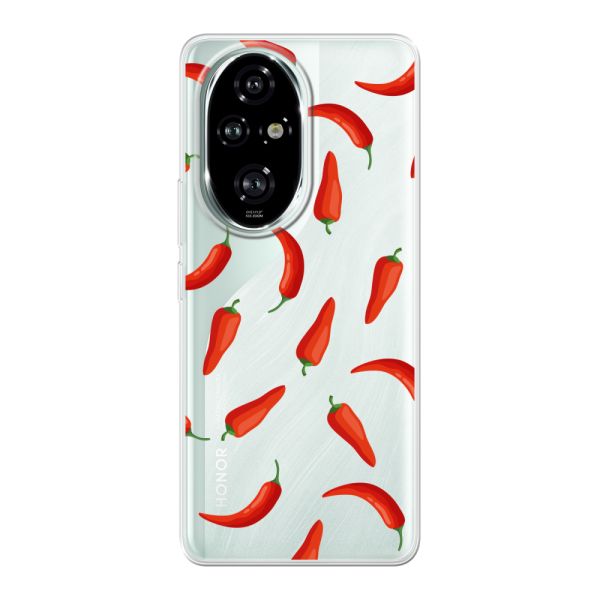 Transparente flexible Honor 200 Pro Hülle mit Roten Chilis - Transparentes Chili Pepper Muster