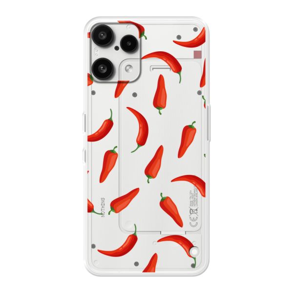 Transparant flexibel Nothing Phone (3a) Lite hoesje met Rode Pepers - Transparant Chili Pepper Patroon