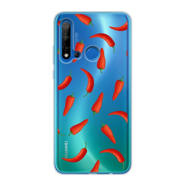 Transparente flexible Huawei P20 Lite (2019) Hülle mit Roten Chilis - Transparentes Chili Pepper Muster