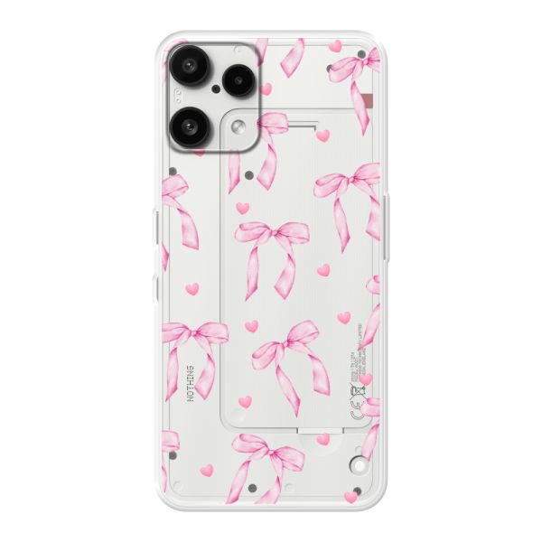 Transparant flexibel Nothing Phone (3a) Lite hoesje met Roze Strikjes en Hartjes
