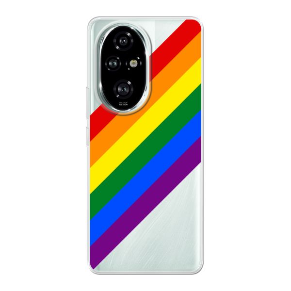 Transparant flexibel Honor 200 Pro hoesje met Diagonale Regenboog - Pride Strepen