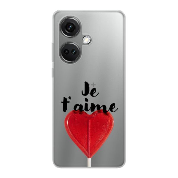 Transparant flexibel OnePlus Nord CE 3 (5G) hoesje met Hartvormige Lolly - Je t'aime