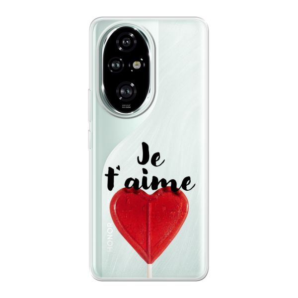 Transparant flexibel Honor 200 Pro hoesje met Hartvormige Lolly - Je t'aime